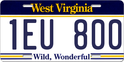 WV license plate 1EU800