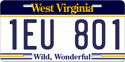 WV license plate 1EU801