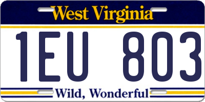 WV license plate 1EU803