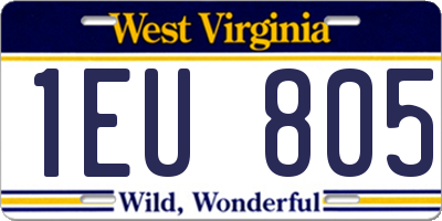WV license plate 1EU805