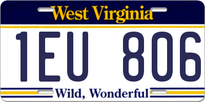 WV license plate 1EU806