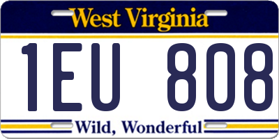 WV license plate 1EU808