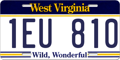WV license plate 1EU810