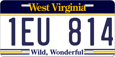 WV license plate 1EU814