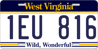 WV license plate 1EU816