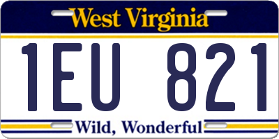 WV license plate 1EU821