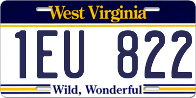 WV license plate 1EU822