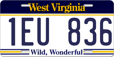 WV license plate 1EU836