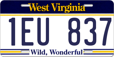 WV license plate 1EU837