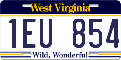 WV license plate 1EU854