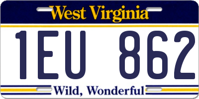 WV license plate 1EU862