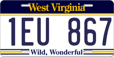 WV license plate 1EU867