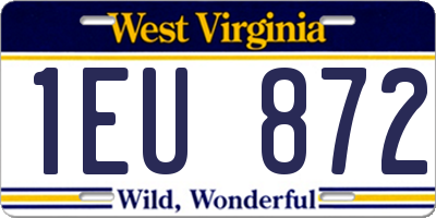 WV license plate 1EU872