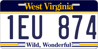 WV license plate 1EU874