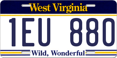 WV license plate 1EU880
