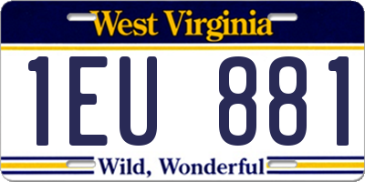 WV license plate 1EU881