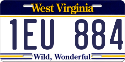 WV license plate 1EU884