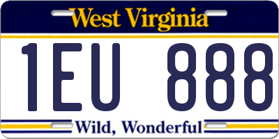 WV license plate 1EU888