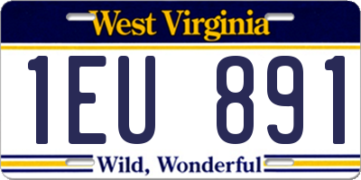 WV license plate 1EU891