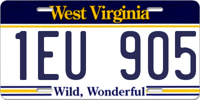 WV license plate 1EU905