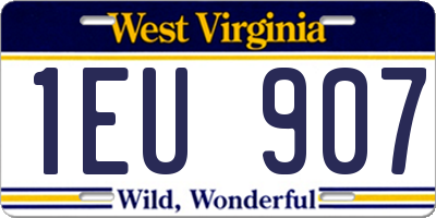 WV license plate 1EU907