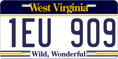 WV license plate 1EU909