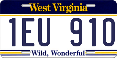 WV license plate 1EU910