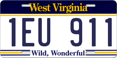 WV license plate 1EU911