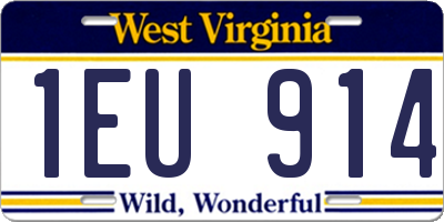 WV license plate 1EU914
