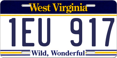 WV license plate 1EU917