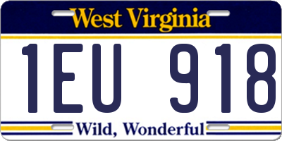 WV license plate 1EU918