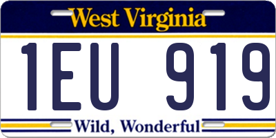 WV license plate 1EU919