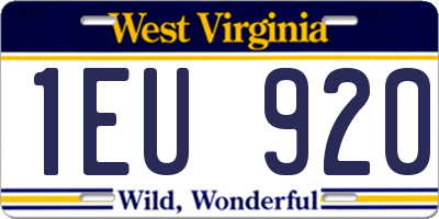 WV license plate 1EU920