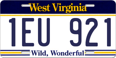 WV license plate 1EU921