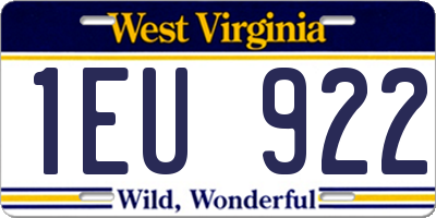 WV license plate 1EU922