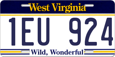 WV license plate 1EU924