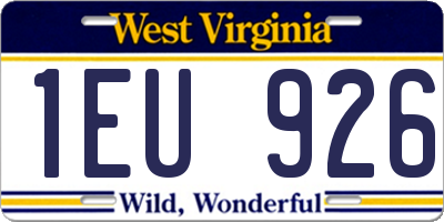WV license plate 1EU926