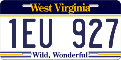 WV license plate 1EU927
