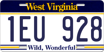 WV license plate 1EU928