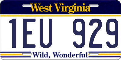 WV license plate 1EU929