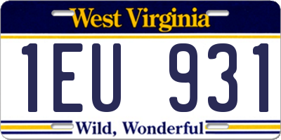 WV license plate 1EU931