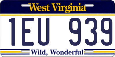 WV license plate 1EU939