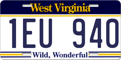 WV license plate 1EU940