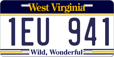 WV license plate 1EU941