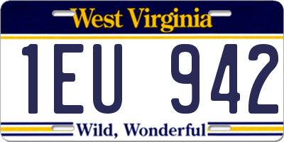 WV license plate 1EU942