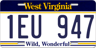 WV license plate 1EU947