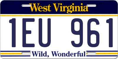 WV license plate 1EU961