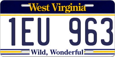 WV license plate 1EU963