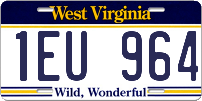 WV license plate 1EU964