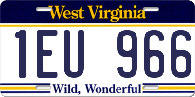 WV license plate 1EU966